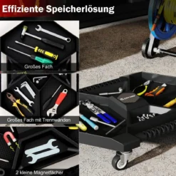 Mobiler Montagerollbrett Werkzeug Creeper mit 4 drehbaren Rollen 135kg Tragfähigkeit universeller Werkstattwagen Schwarz