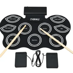 Mobiles E-Drum Set digitales elektronisches Schlagzeug mit 9 Silikon Pads und Bluetooth schwarz