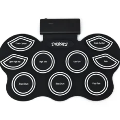 Mobiles E-Drum Set digitales elektronisches Schlagzeug mit 9 Silikon Pads und Bluetooth schwarz