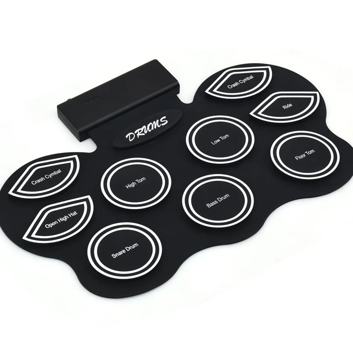 Mobiles E-Drum Set digitales elektronisches Schlagzeug mit 9 Silikon Pads und Bluetooth schwarz