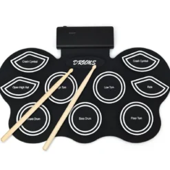 Mobiles E-Drum Set digitales elektronisches Schlagzeug mit 9 Silikon Pads und Bluetooth schwarz