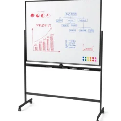 Mobiles Whiteboard beidseitiges magnetic Board mit Ständer 2 verstellbare Höhen Schwarz