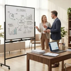Mobiles Whiteboard beidseitiges magnetic Board mit Ständer 2 verstellbare Höhen Schwarz