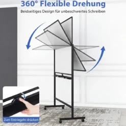 Mobiles Whiteboard beidseitiges magnetic Board mit Ständer 2 verstellbare Höhen Schwarz