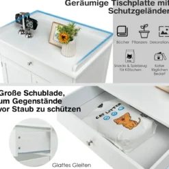 Moderne Dekorative Katzentoilette Beistelltisch mit Schublade und 2 Türen für den Innenbereich Weiß