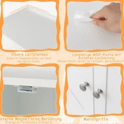 Moderne Katzentoiletten Gehäuse mit Lagerregal & abnehmbarer Trennwand & Seiteneingängen Weiß