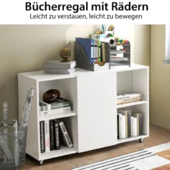 Moderner Aktenschrank für Home Office Wohnzimmer 110 x 40 x 69 cm Weiß