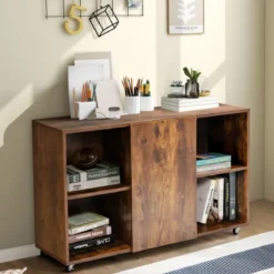 Moderner Aktenschrank für Home Office Wohnzimmer 110 x 40 x 69 cm Braun