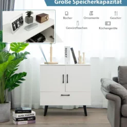 moderner Bodenschrank freistehender Akzentschrank mit 4 gespreizten Beinen Weiß