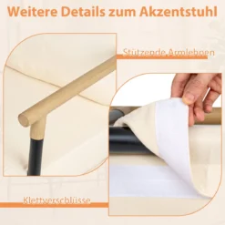 Moderner Loungesessel Polstersessel mit Abnehmbaren Reißverschlussgesicherten Kissen & Metallrahmen