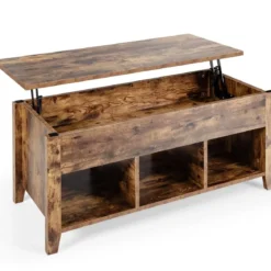 Moderner Multifunktionaler Couchtisch mit Aufklappbarer Platte für Wohnzimmer Braun