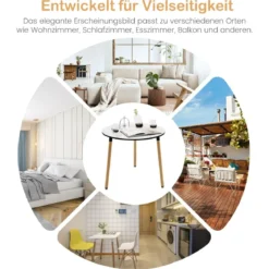 Moderner Runder Esstisch aus Kunstmarmor mit Rostfreien Stahlbeinen Weiß