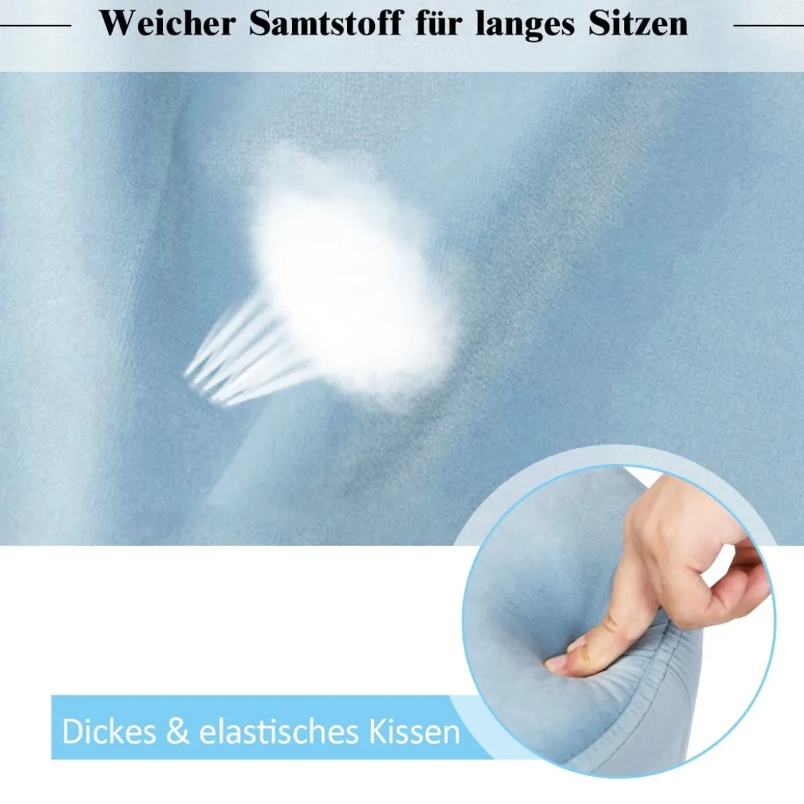 Moderner runder Fußhocker Ottomane aus Samt gepolsterter Ankleidehocker Beistellhocker Blau