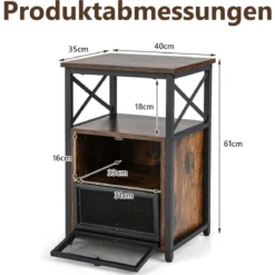 Moderner Stubentisch mit 2 Klappschubladen & offenem Regal Rustikal Braun