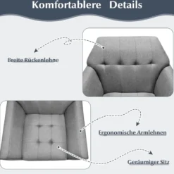 Modernes Einzelsofa Polstersessel mit Gummiholzbeinen Loungesessel mit Rückenlehne 76 x 74 x 84 cm Grau