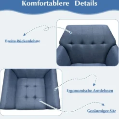 Modernes Einzelsofa Polstersessel mit Gummiholzbeinen Loungesessel mit Rückenlehne 76 x 74 x 84 cm Blau