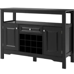 Modernes Esszimmerbuffet mit Weinregal und Schränken & Schublade 117 x 40,5 x 82,5 cm Schwarz