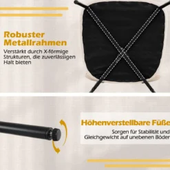 Modernes Esszimmerstuhl-Set 4er Set Küchenstühle aus Leinenstoff mit Metallbeinen Sitz Beige