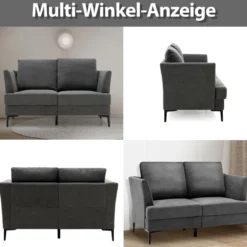 Modernes Sofa für 2 Personen Gepolstertes Zweiersofa 141 x 80 x 72 cm Grau