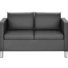 Modernes Zweisitzer-Sofa Kunstleder-Sofa mit weichem Kissen und Kautschukholzbeinen für Zuhause und Büro grau