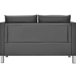 Modernes Zweisitzer-Sofa Kunstleder-Sofa mit weichem Kissen und Kautschukholzbeinen für Zuhause und Büro grau
