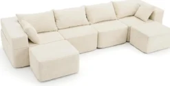 Modulares Cordsofa U-Form/L-Form Modernes Ecksofa mit Abnehmbarem Bezug 333 × 150 × 58 cm