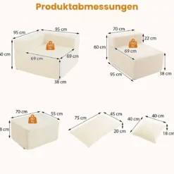 Modulares Cordsofa U-Form/L-Form Modernes Ecksofa mit Abnehmbarem Bezug 333 × 150 × 58 cm