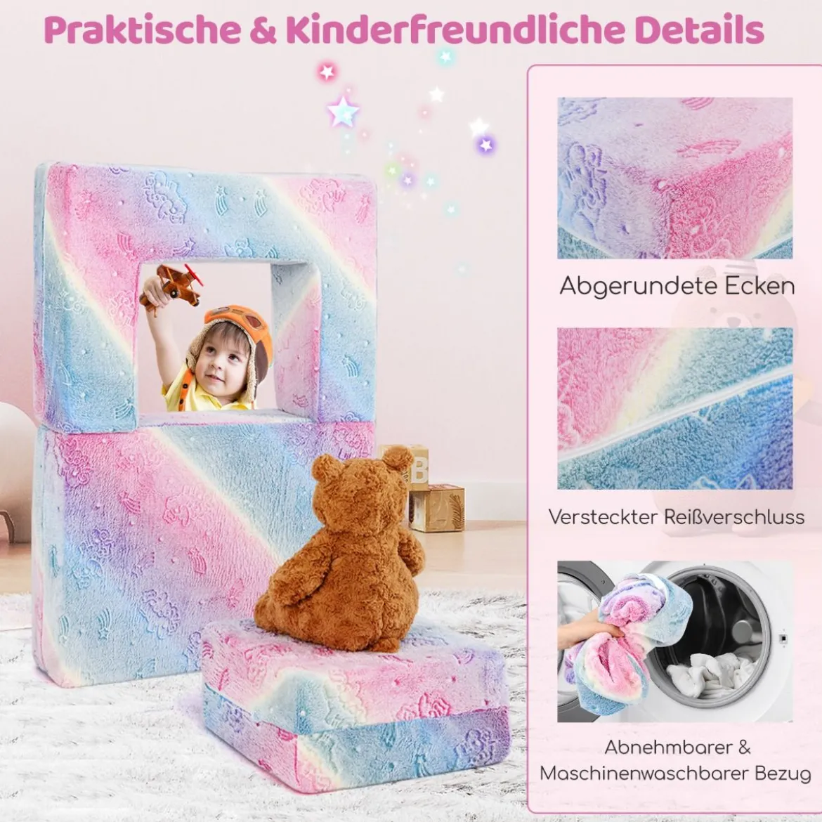 Modulares Kindersofa im Dunkeln leuchtendes Spielsofa Modulsofa 71 x 53 x 34,5 cm