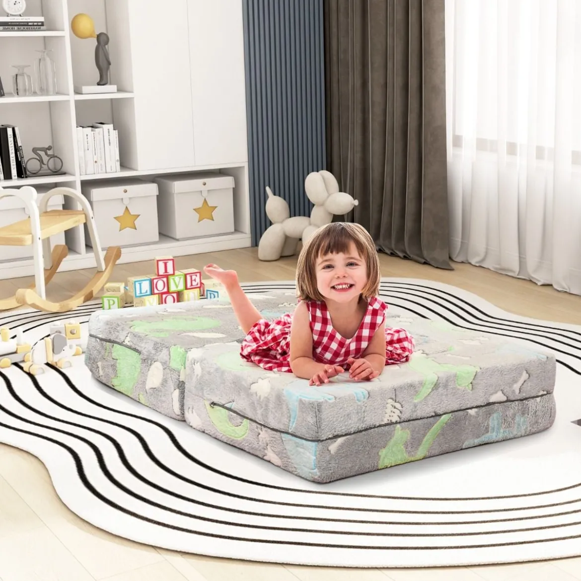 Modulares Kindersofa im Dunkeln leuchtendes Spielsofa Modulsofa 71 x 53 x 34,5 cm
