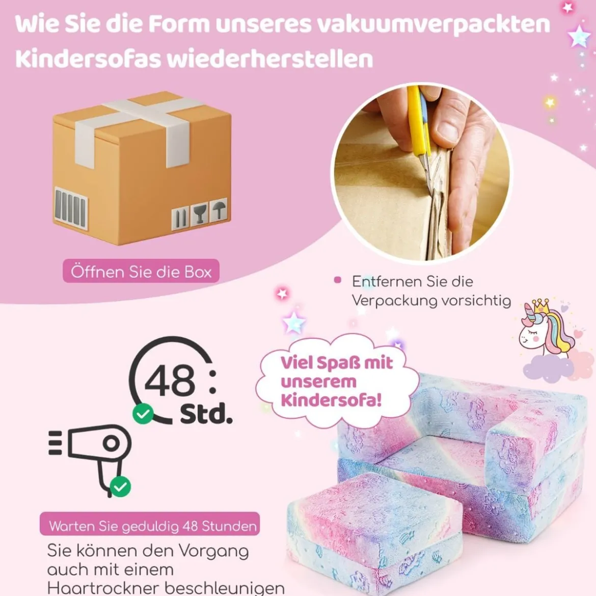 Modulares Kindersofa im Dunkeln leuchtendes Spielsofa Modulsofa 71 x 53 x 34,5 cm