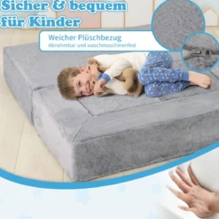 Modulares Kindersofa Spielsofa aus Schaumstoff mit abnehmbarem Plüschbezug Grau
