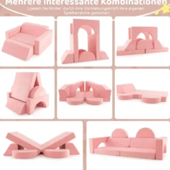 Modulares Kindersofa Spielsofa Modulsofa mit abnehmbarem Bezug 105,5 x 101 x 48 cm Rosa