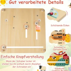Montessori Holzspielzeug für Kleinkinder Pädagogische Lernuhr Täglicher Kinderkalender