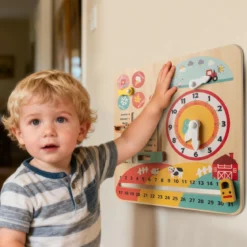 Montessori Holzspielzeug für Kleinkinder Pädagogische Lernuhr Täglicher Kinderkalender