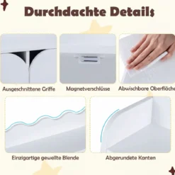 Montessori Kinderregal aus Holz mit 3 Offenen Fächern und 2 Türen 80 x 30 x 121 cm Weiß