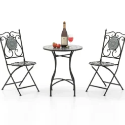 Mosaik Gartentisch Mosaiktisch Rund Bistrotisch Terrassentisch 60 x 60 x 72 cm