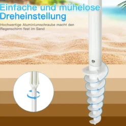 2,2 M Strandschirm UPF50 + Sonnenschutz Tragbarer Sonnenschirm Terrassenschirm