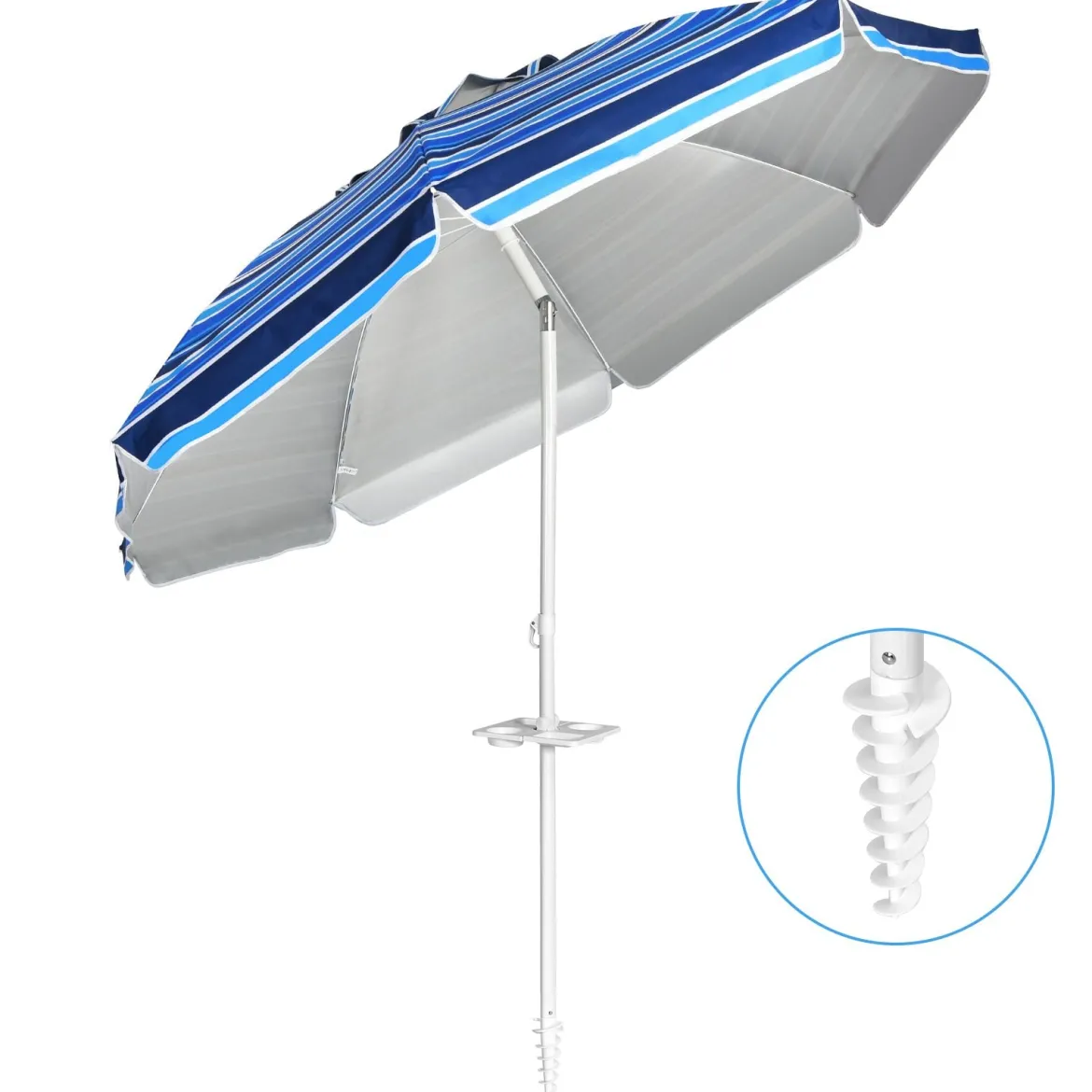 2,2 M Strandschirm UPF50 + Sonnenschutz Tragbarer Sonnenschirm Terrassenschirm