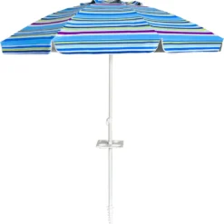 2,2 M Strandschirm UPF50 + Sonnenschutz Tragbarer Sonnenschirm Terrassenschirm