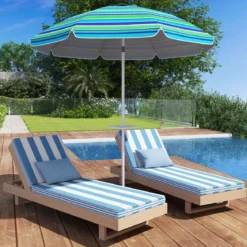 2,2 M Strandschirm UPF50 + Sonnenschutz Tragbarer Sonnenschirm Terrassenschirm