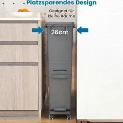 Multifunktionaler Müllbehälter Küchenabfalleimer mit kippbarem Bodeneimer Grau