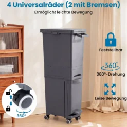 Multifunktionaler Müllbehälter Küchenabfalleimer mit kippbarem Bodeneimer Grau