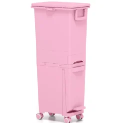 Multifunktionaler Müllbehälter Küchenabfalleimer mit kippbarem Bodeneimer Rosa