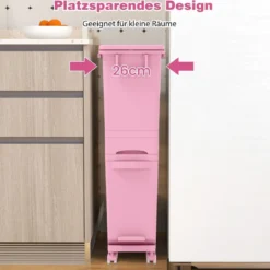 Multifunktionaler Müllbehälter Küchenabfalleimer mit kippbarem Bodeneimer Rosa