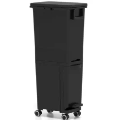 Multifunktionaler Müllbehälter Küchenabfalleimer mit kippbarem Bodeneimer Schwarz