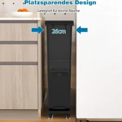 Multifunktionaler Müllbehälter Küchenabfalleimer mit kippbarem Bodeneimer Schwarz