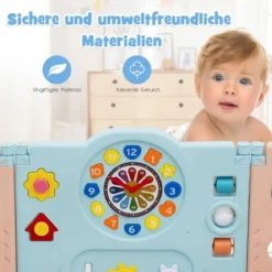 Multifunktionales Baby-Laufgitter mit 16 Teilen tragbarer Laufstall 60 x 62 cm Rosa + Hellblau