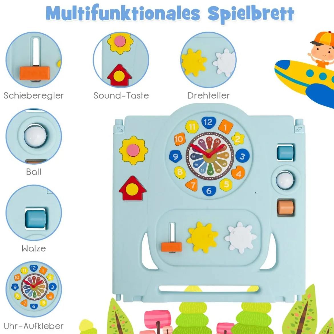Multifunktionales Baby-Laufgitter mit 16 Teilen tragbarer Laufstall 60 x 62 cm Rosa + Hellblau