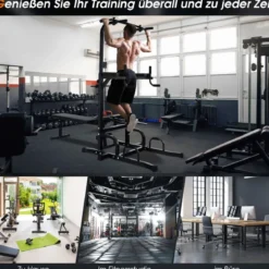 Multifunktionales Heim-Fitnessstudio Pull-up Bar Stand Dip Station mit 7 verstellbaren Höhen und klappbarer Gewichtsbank Fitnessgeräte