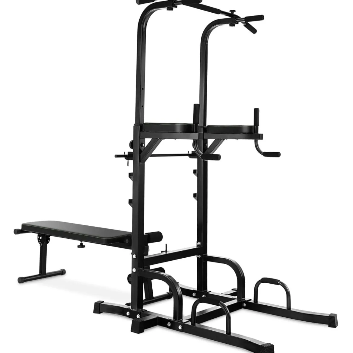 Multifunktionales Heim-Fitnessstudio Pull-up Bar Stand Dip Station mit 7 verstellbaren Höhen und klappbarer Gewichtsbank Fitnessgeräte